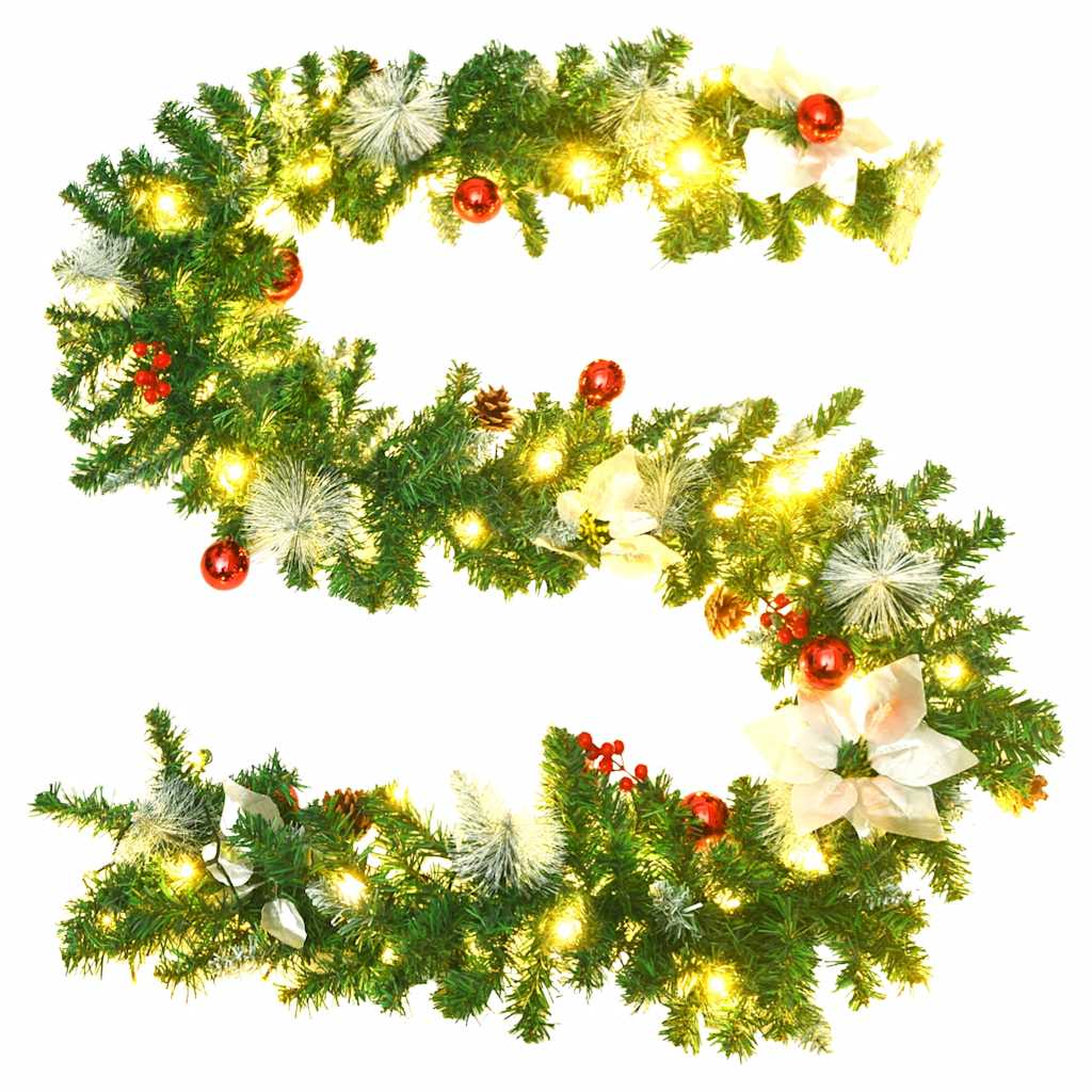 Christmas garland with led lights 2.7 m pvc green - number 5.