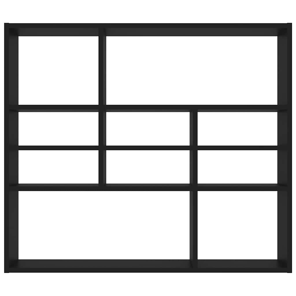 Vegghylle 90x16x78 cm konstruert tre - svart, 1 - number 4.