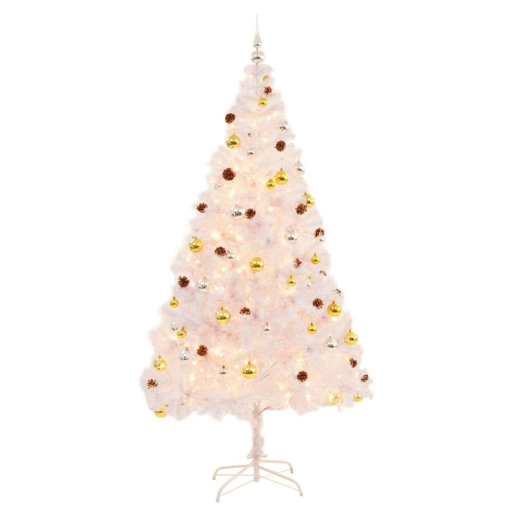 Artificial christmas tree with lights and christmas balls 210 cm - white, 210 x 110 cm, 1 - number 2.