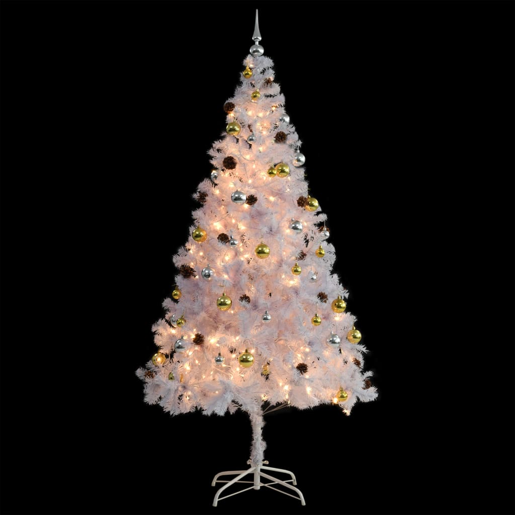 Artificial christmas tree with lights and christmas balls 210 cm - white, 210 x 110 cm, 1 - number 4.