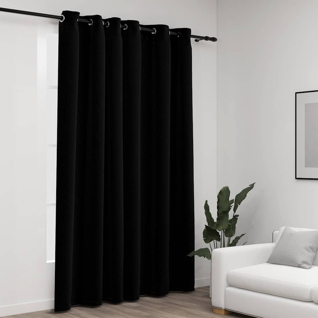 Darkening curtain with. eyes flax -look - black, 290 x 245 cm, 1 - number 1.