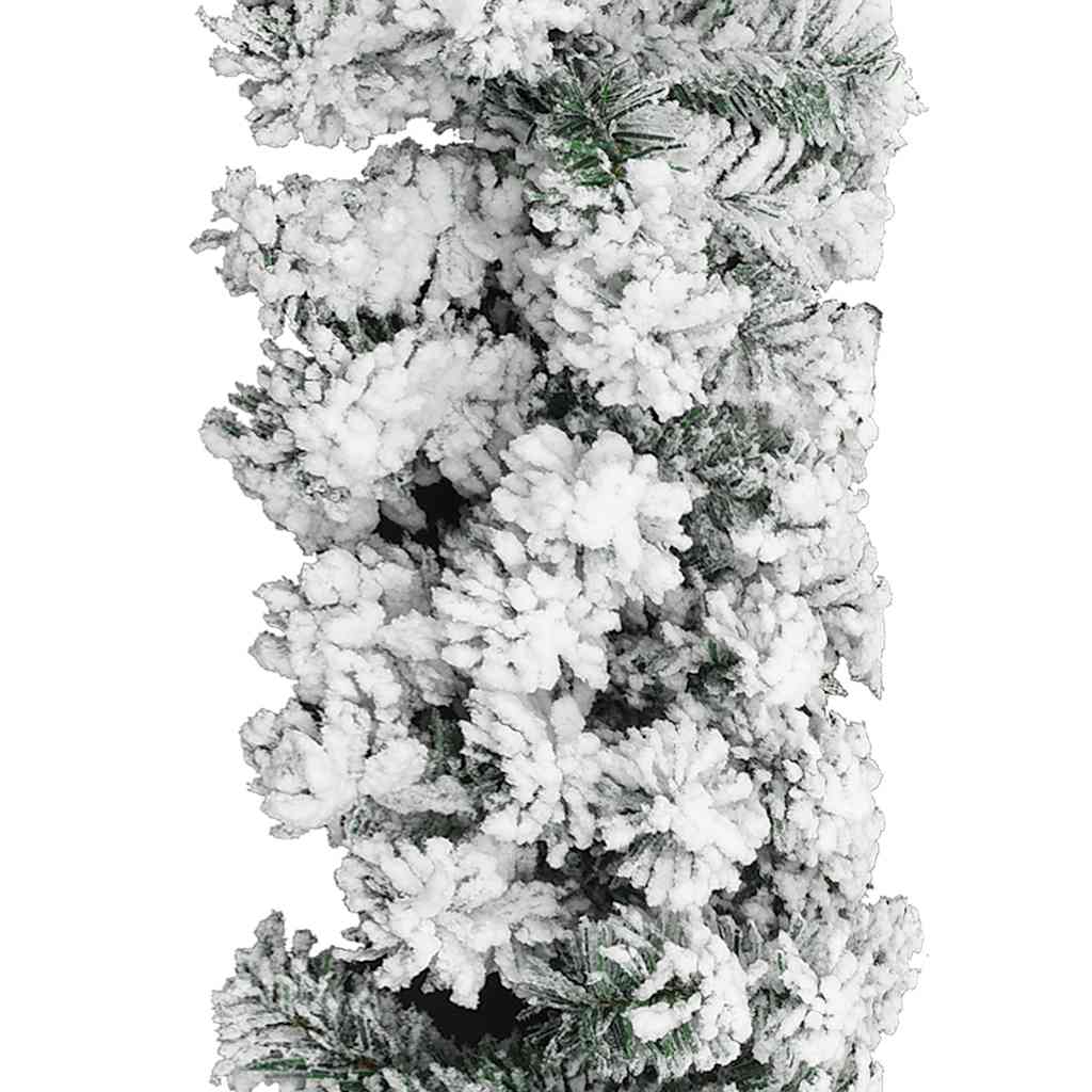 Christmas garland with powder snow 5 m pvc green - number 4.