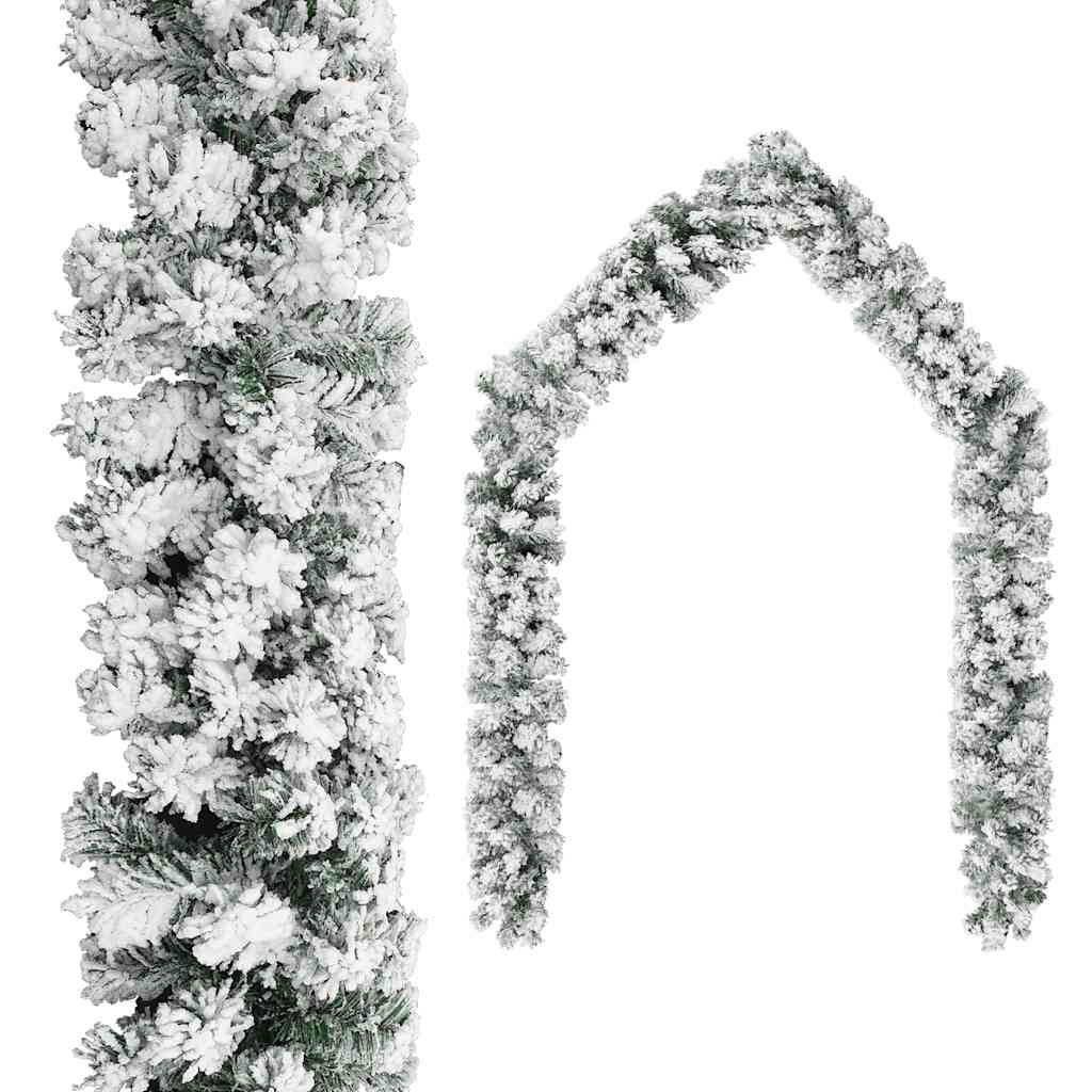 Christmas garland with powder snow 20 m pvc green - number 1.
