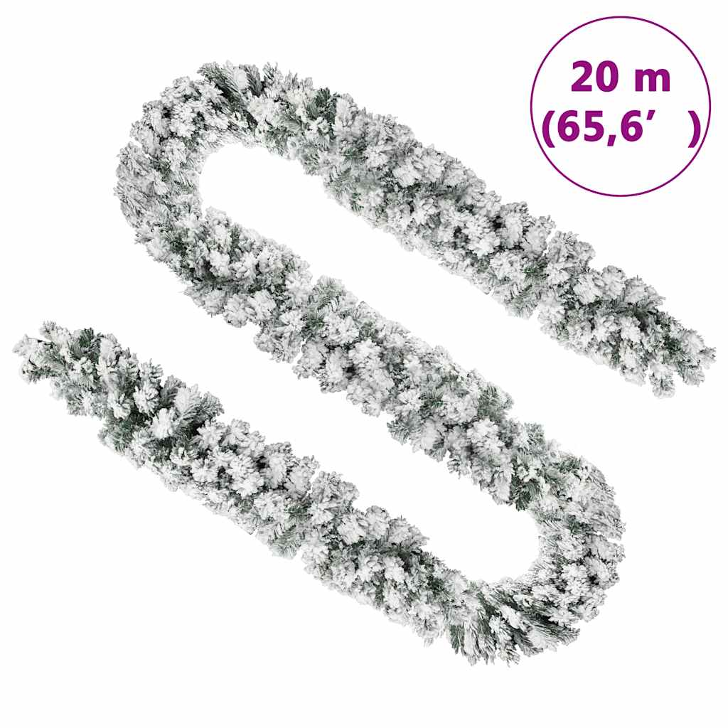 Christmas garland with powder snow 20 m pvc green - number 5.