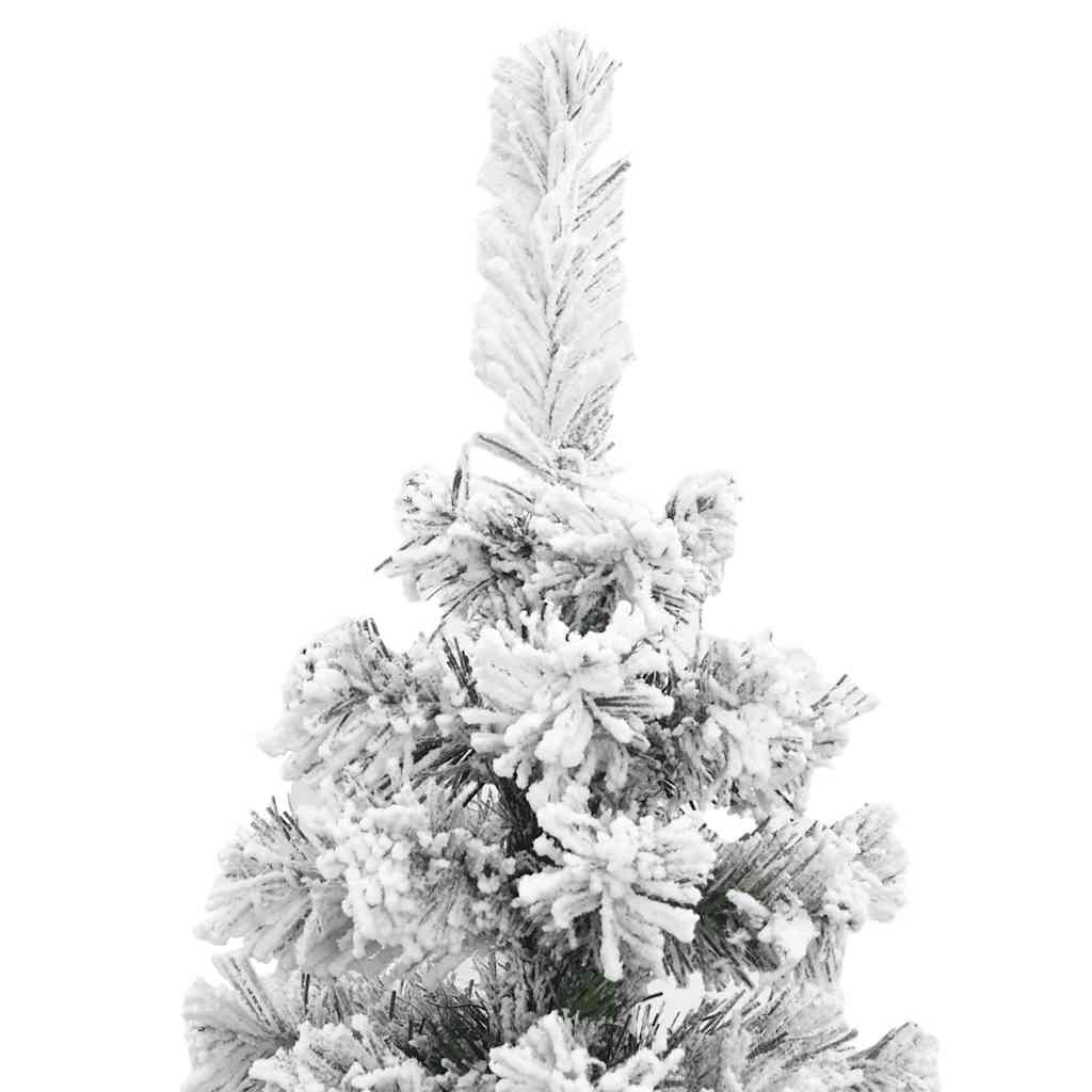 Narrow artificial christmas tree with snow pvc - green, 240 cm, 1, with flocked white snow - number 4.