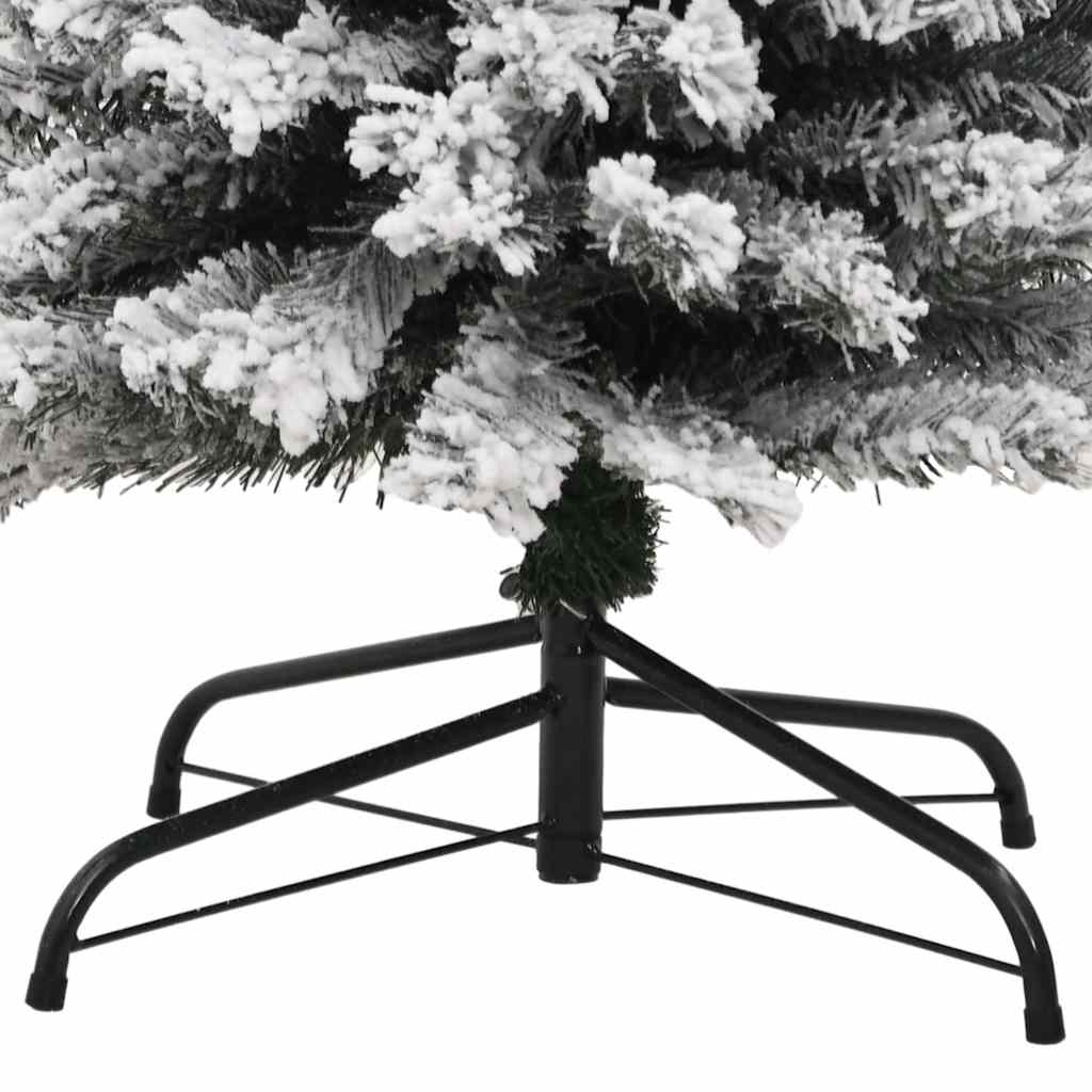 Narrow artificial christmas tree with snow pvc - green, 240 cm, 1, with flocked white snow - number 6.