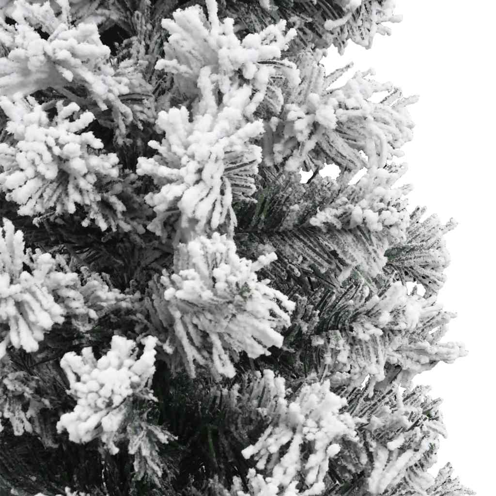 Narrow artificial christmas tree with snow pvc - green, 240 cm, 1, with flocked white snow - number 5.
