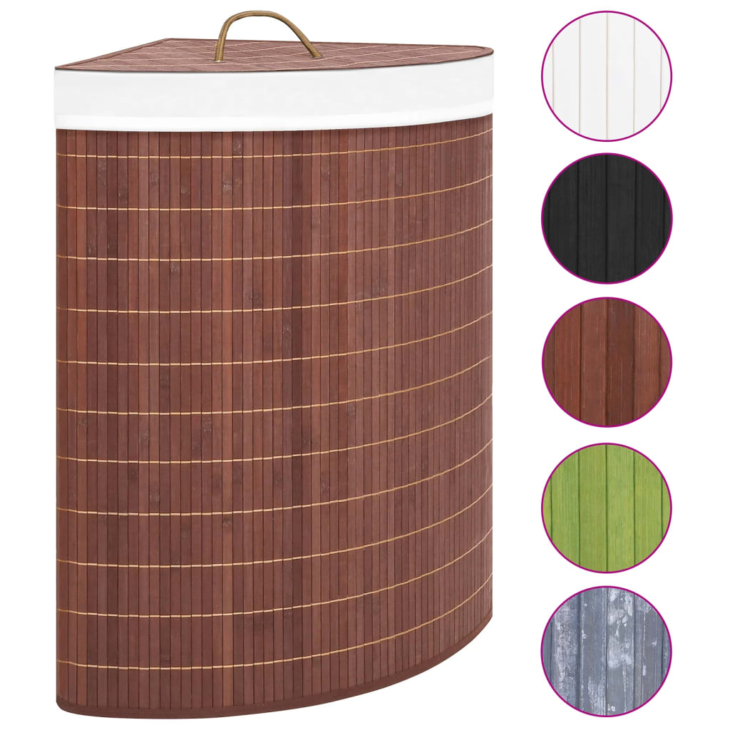 Laundry basket for corner 60 l bamboo brown - number 2.