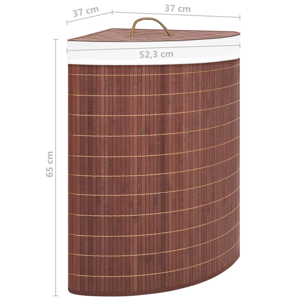 Laundry basket for corner 60 l bamboo brown - number 9.