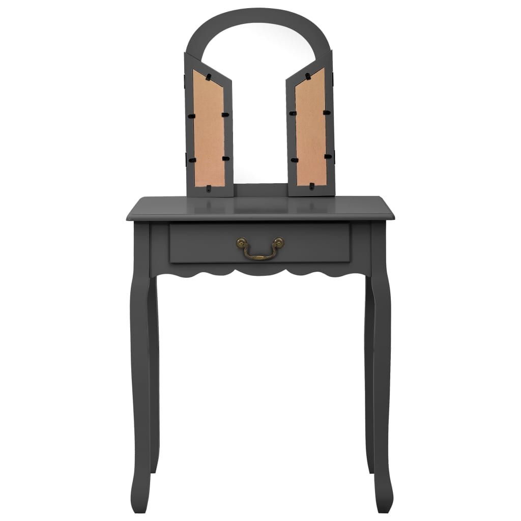 Kozmetički stol s tabureom 65x36x128 cm carsko drvo mdf - sivi, 1 - number 4.