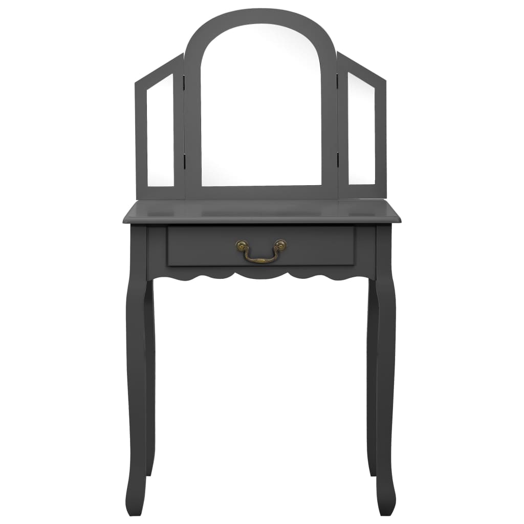 Kozmetički stol s tabureom 65x36x128 cm carsko drvo mdf - sivi, 1 - number 3.