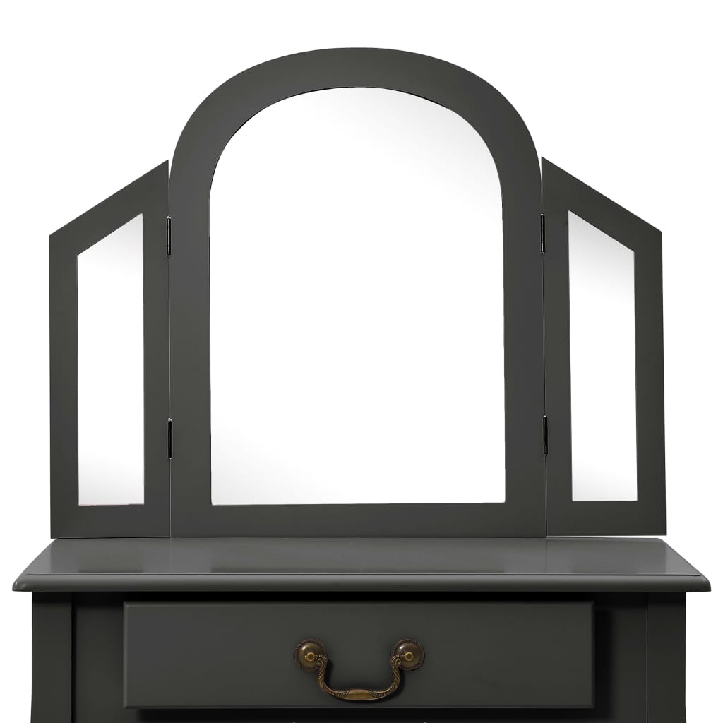 Kozmetički stol s tabureom 65x36x128 cm carsko drvo mdf - sivi, 1 - number 9.