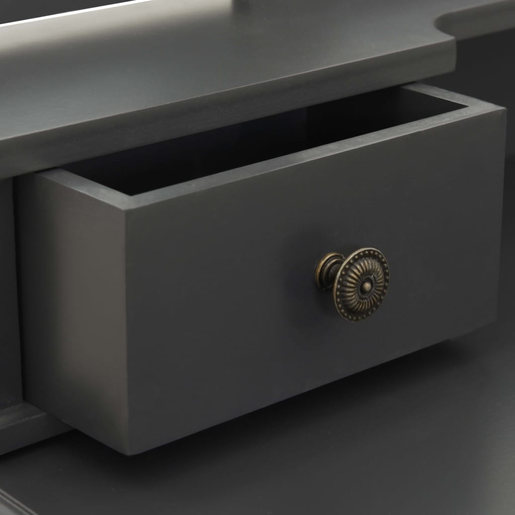 Sminkebordssæt med taburet 80x69x141 cm kejsertræ grå - number 9.