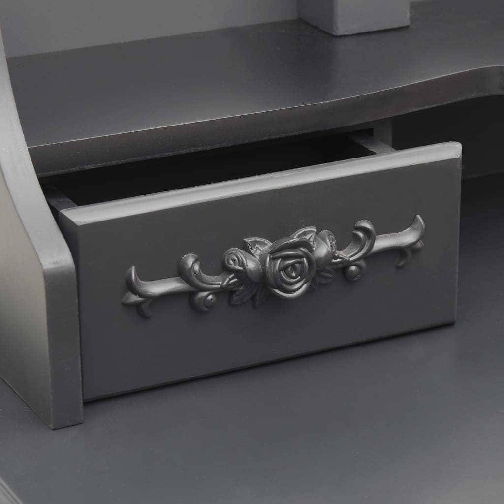 Toaletni stolić s tabureom i trodijelnim ogledalom - sivi, 1 - number 9.