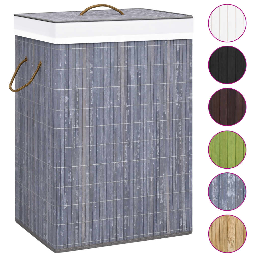 Laundry basket with space bamboo - grey, 40 x 30 x 60 cm, 1 - number 2.