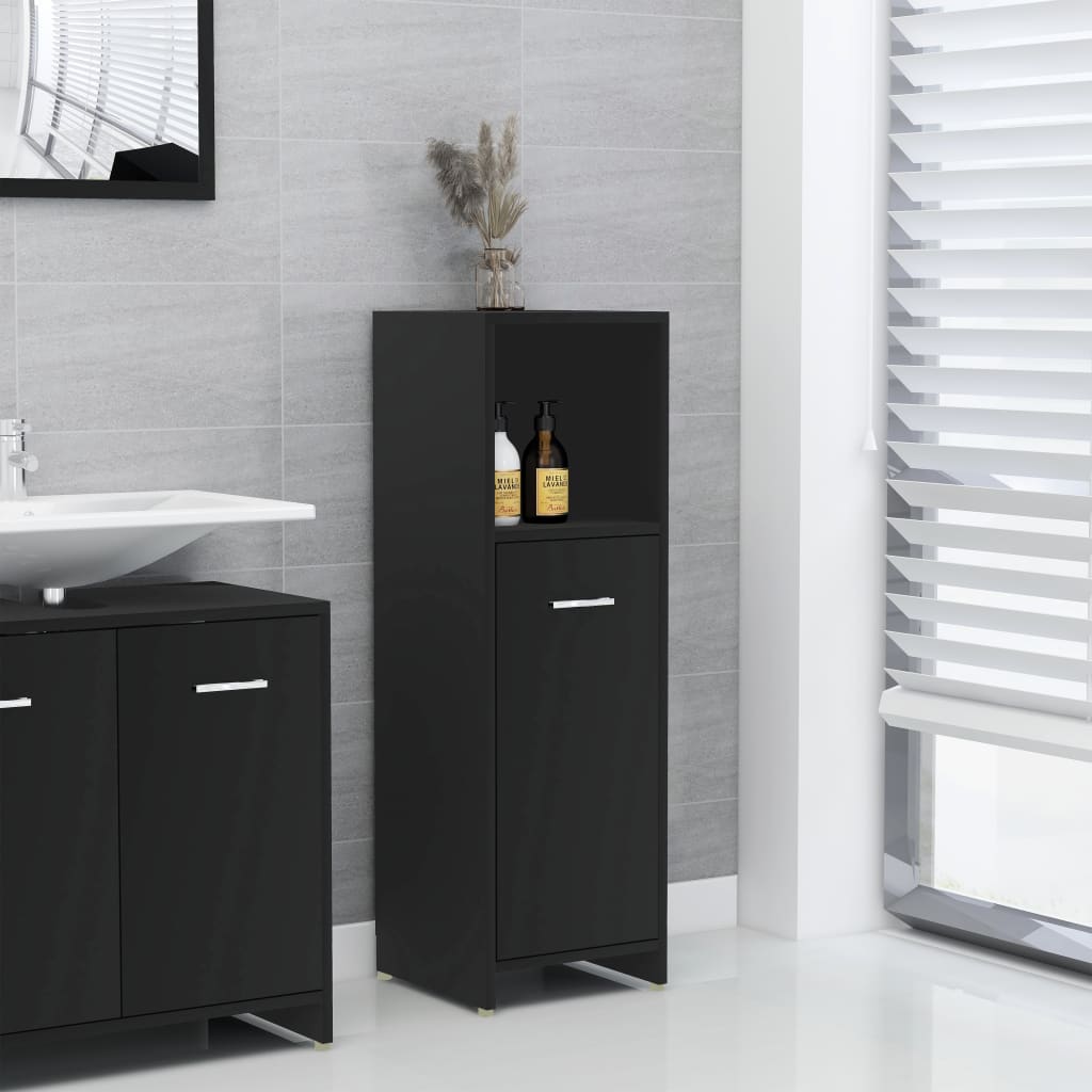Bathroom cabinet 30x30x95 cm engineered wood - black, 1 - number 1.