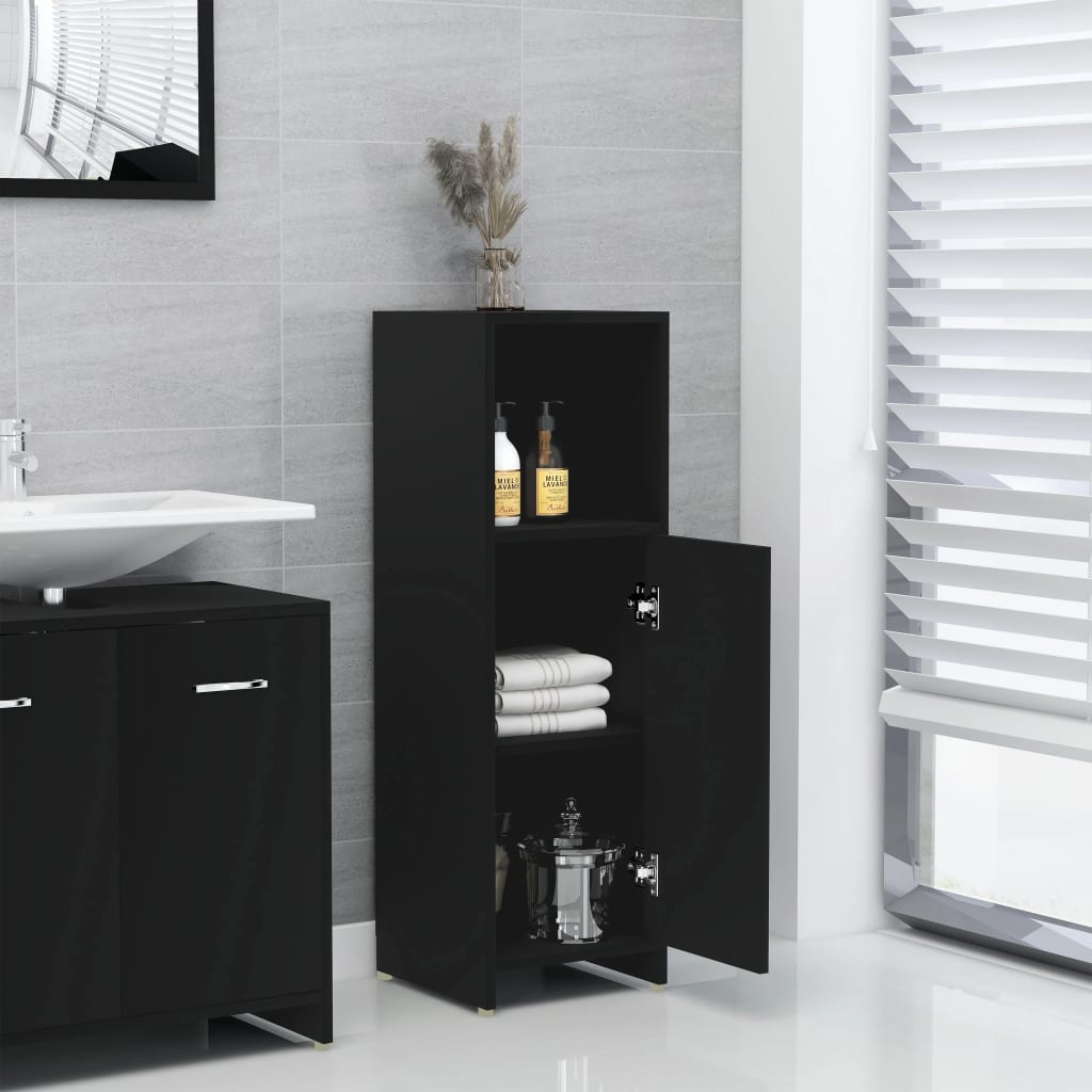 Bathroom cabinet 30x30x95 cm engineered wood - black, 1 - number 3.