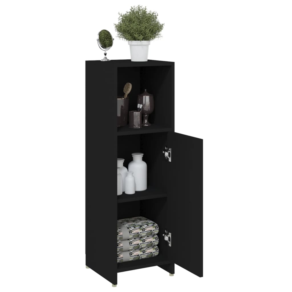 Bathroom cabinet 30x30x95 cm engineered wood - black, 1 - number 4.