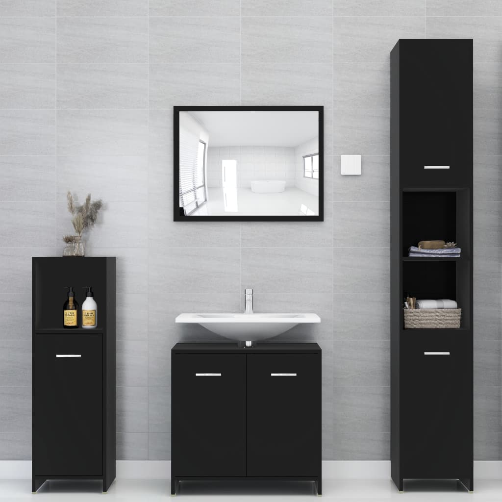 Bathroom cabinet 30x30x95 cm engineered wood - black, 1 - number 8.