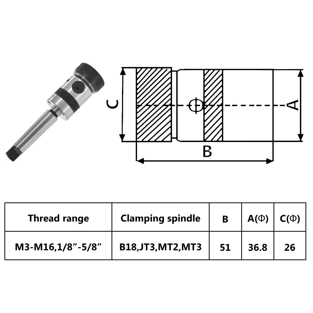 Cartouche de coupe de filetage b18 mt3 tige de foret filetage intérieur m3-m16 - number 9.