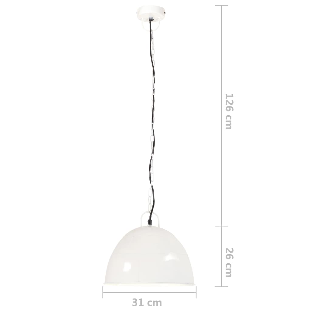 Industrial vintage hanging lamp 25 w round 31 cm e27 white - number 8.