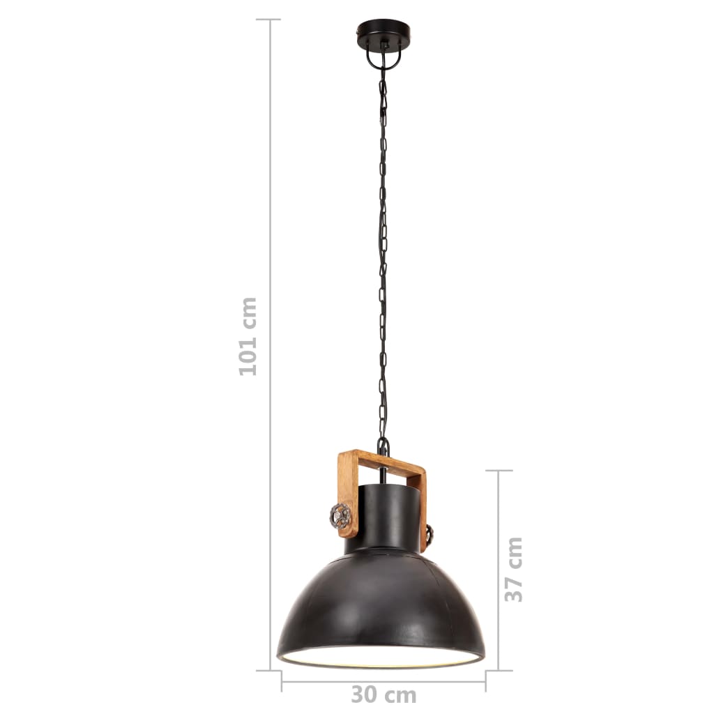 Lampe suspendue industrielle 25 w ronde 30 cm e27 noir mat - number 11.