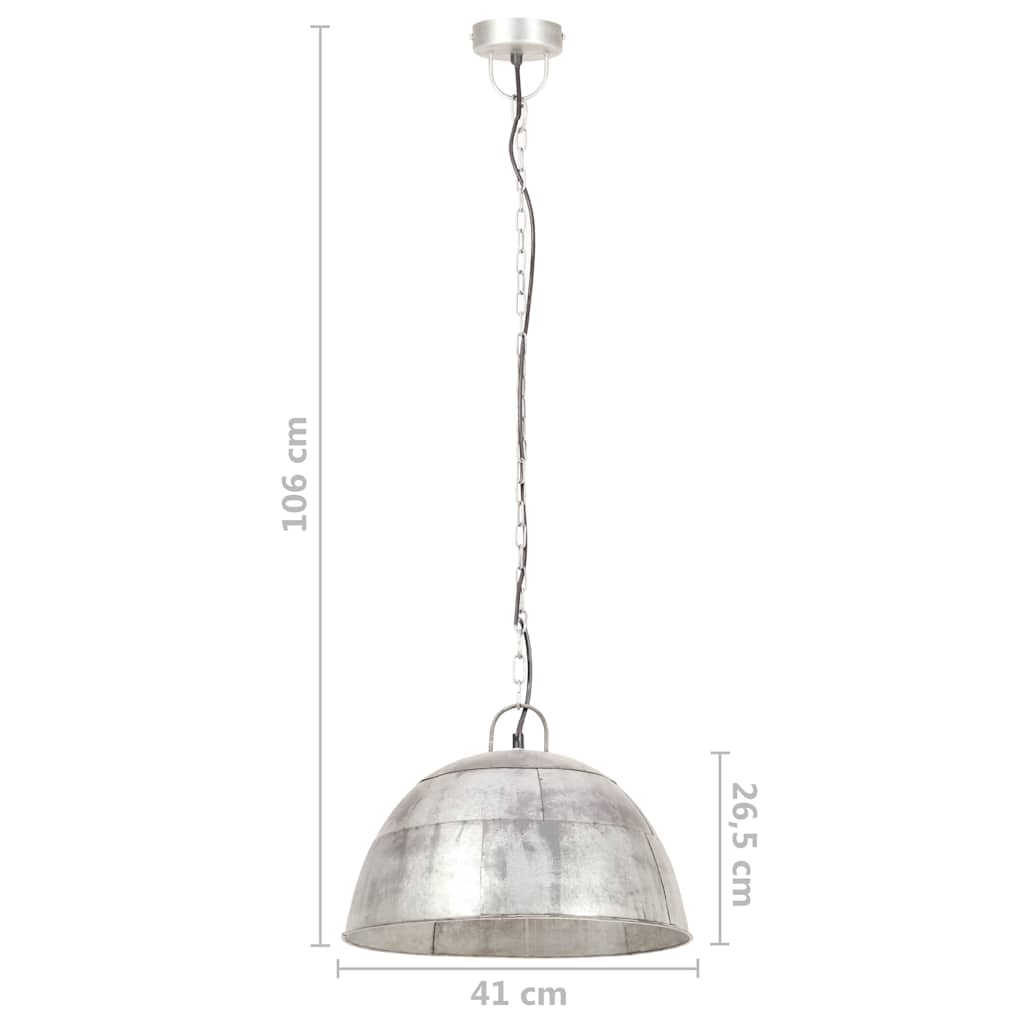 Lampe suspendue industrielle vintage 25 w ronde 41 cm e27 couleur argent - number 11.