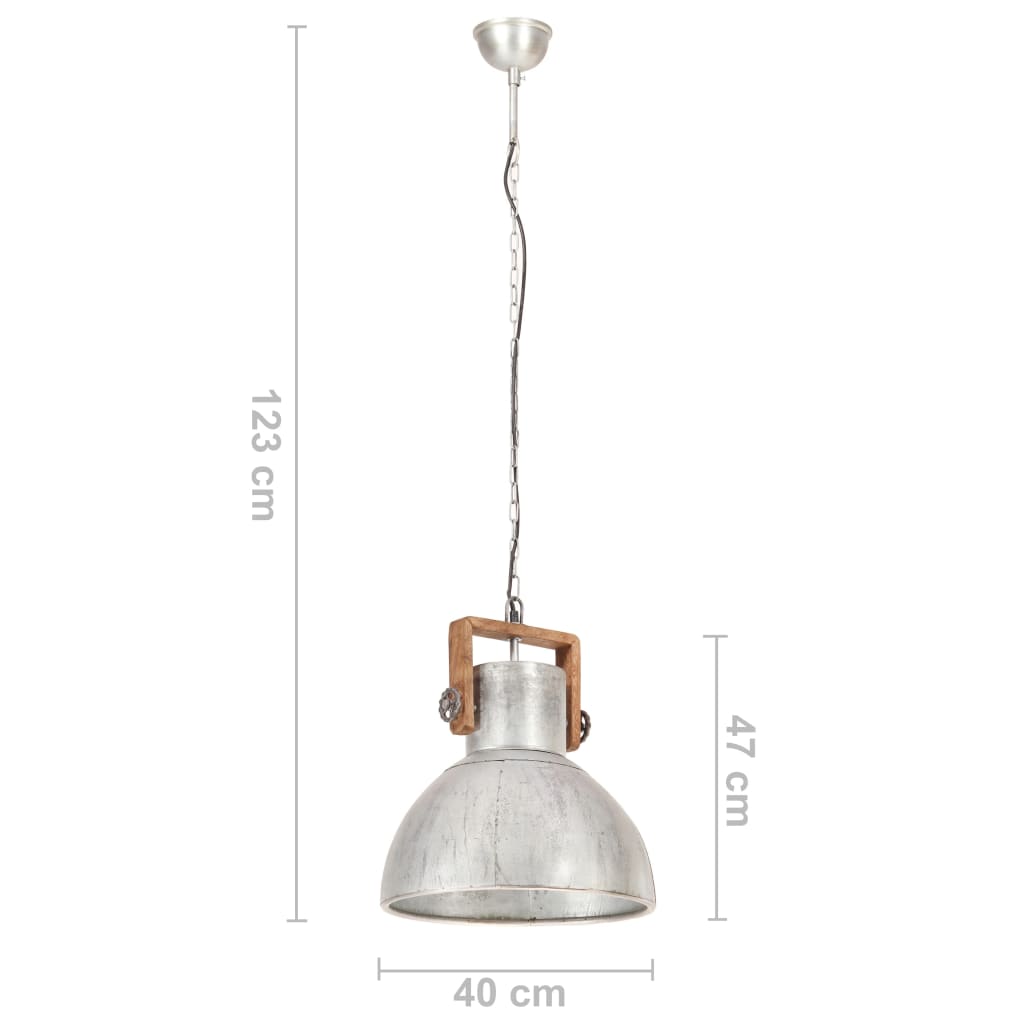 Lampe suspendue industrielle 25 w ronde 40 cm e27 couleur argent - number 11.