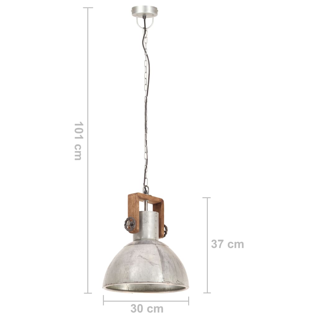 Lampe suspendue industrielle 25 w ronde 30 cm e27 couleur argent - number 11.