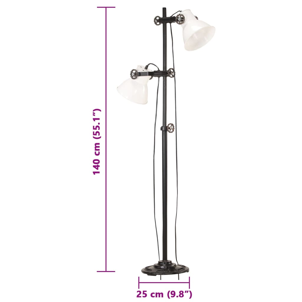 Gulvlampe med 2 lampeskærme e27 støbejern hvid - number 11.
