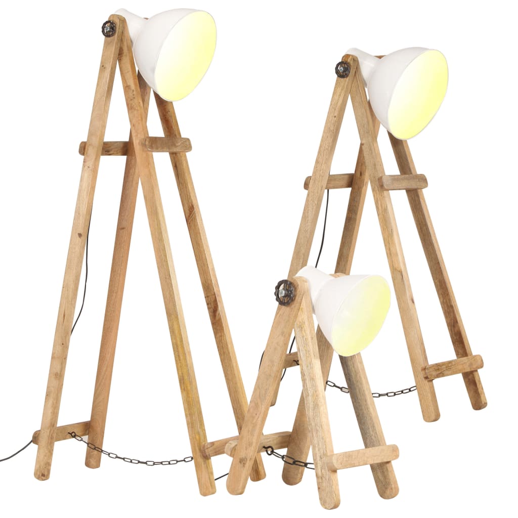 Floor lamps 3 pcs. e27 solid mango wood white - number 1.