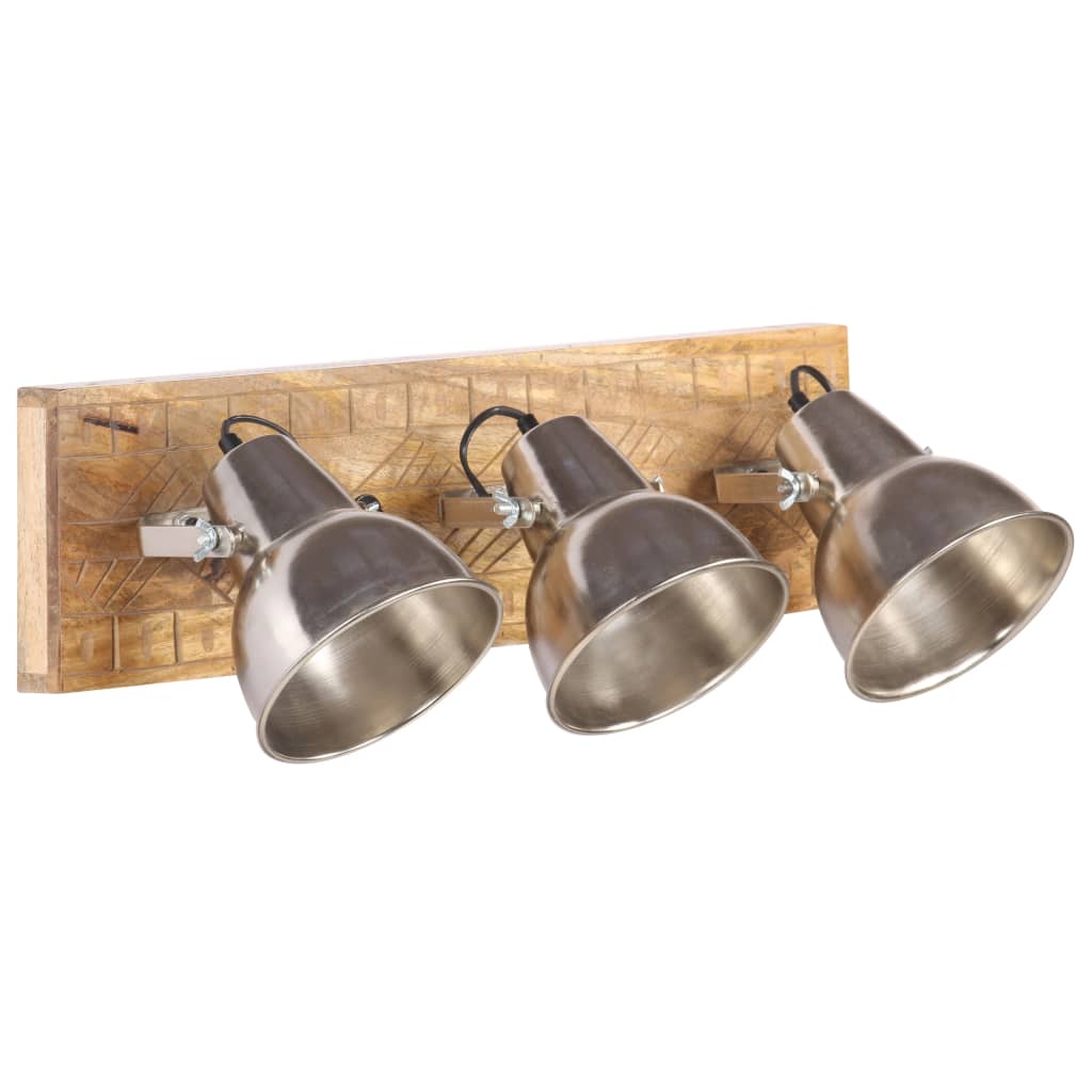 Applique industrielle 70x23 cm e27 bois de manguier couleur argent - number 2.