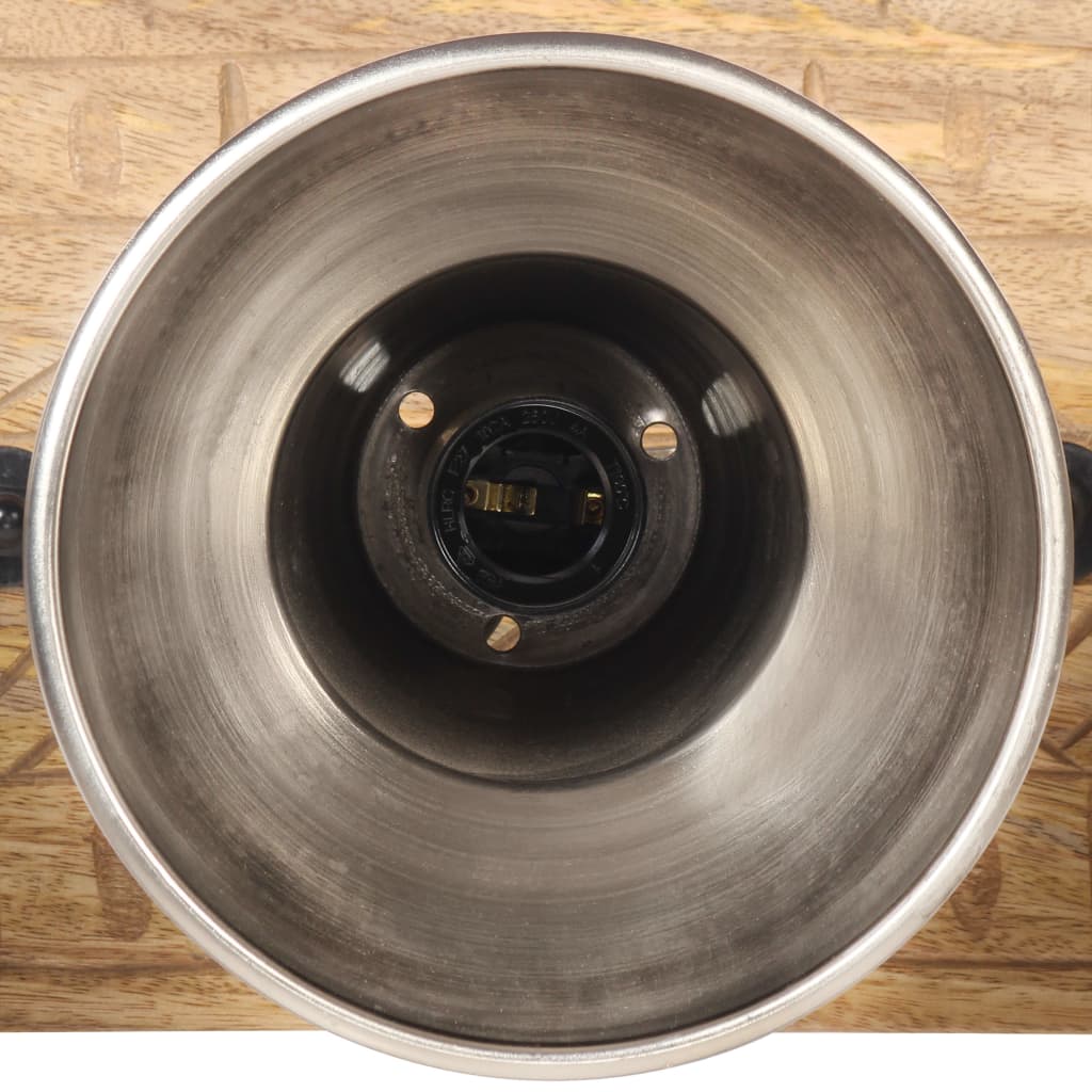 Applique industrielle 70x23 cm e27 bois de manguier couleur argent - number 6.