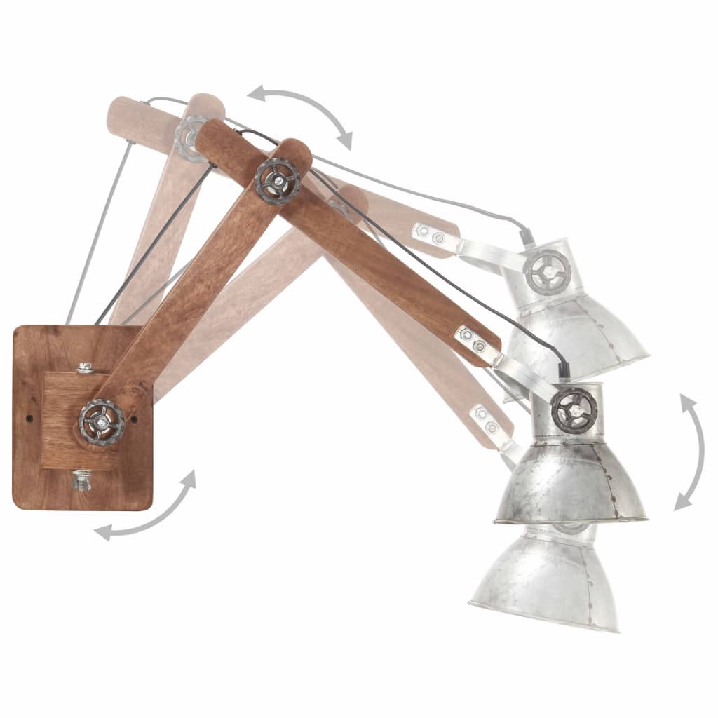 Væglampe industriel stil rund e27 sølvfarvet - number 3.