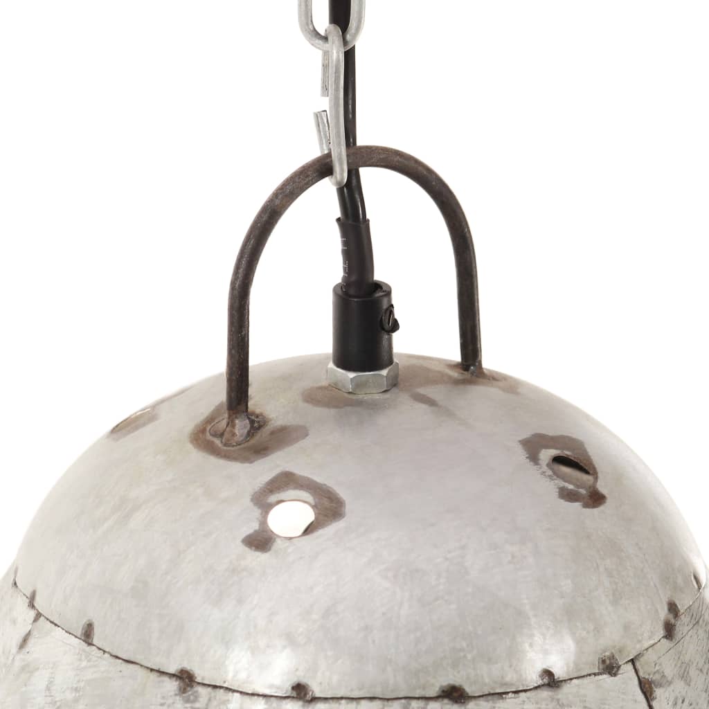Lampe suspendue industrielle 25 w ronde 32 cm e27 couleur argent - number 7.
