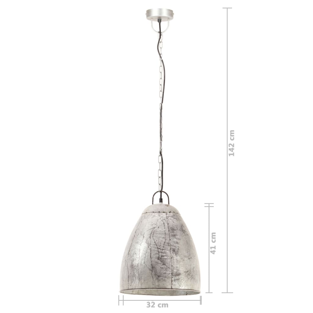 Lampe suspendue industrielle 25 w ronde 32 cm e27 couleur argent - number 9.