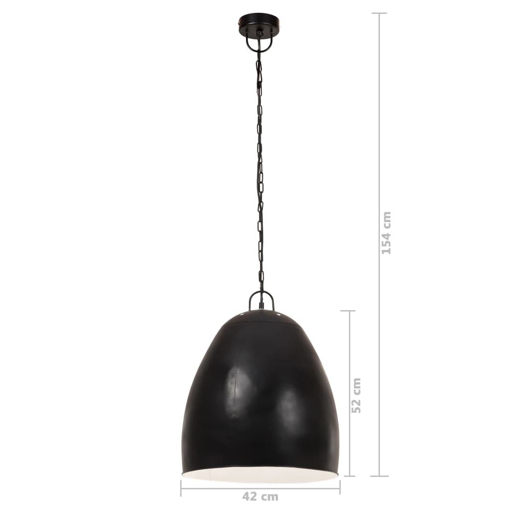 Lampe suspendue industrielle 25 w ronde 42 cm e27 noir mat - number 9.