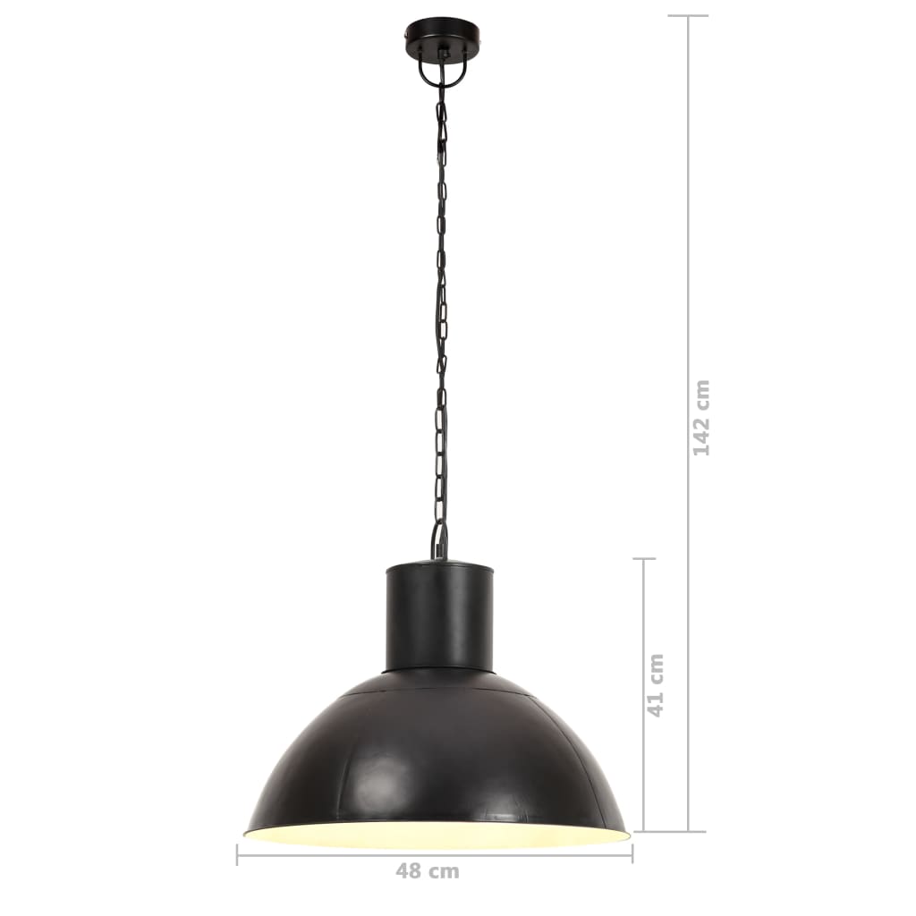 Lampe suspendue 25 w ronde 48 cm e27 noir mat - number 9.