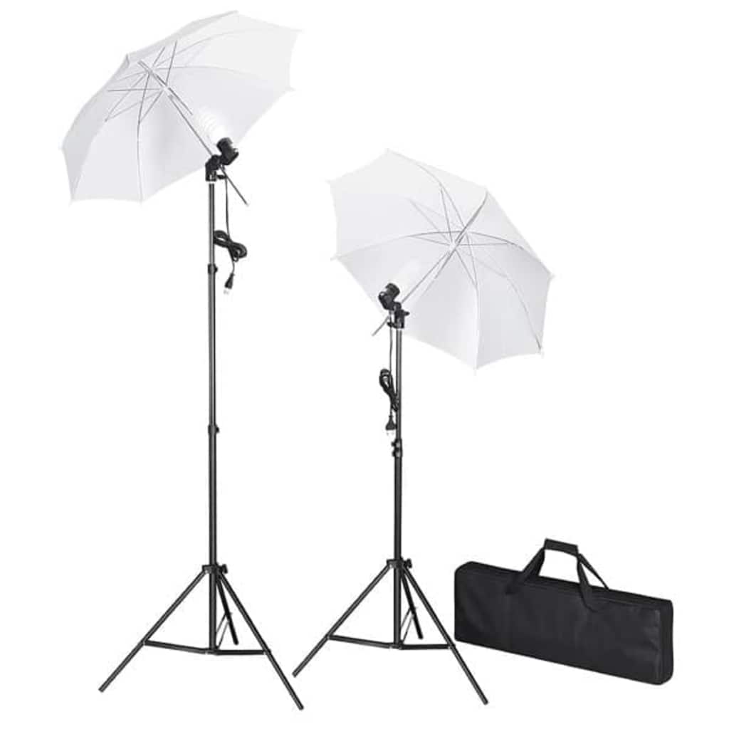 Attrezzatura per studio fotografico con sfondo, lampade e ombrelli - number 3.