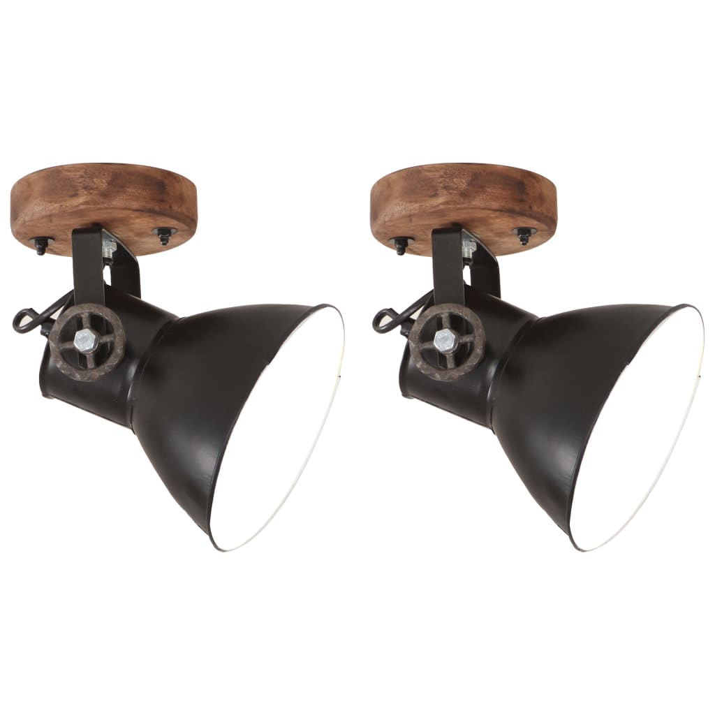 Industrial wall/ceiling lamps 2 pcs. 20x25 cm e27 matt black - number 1.