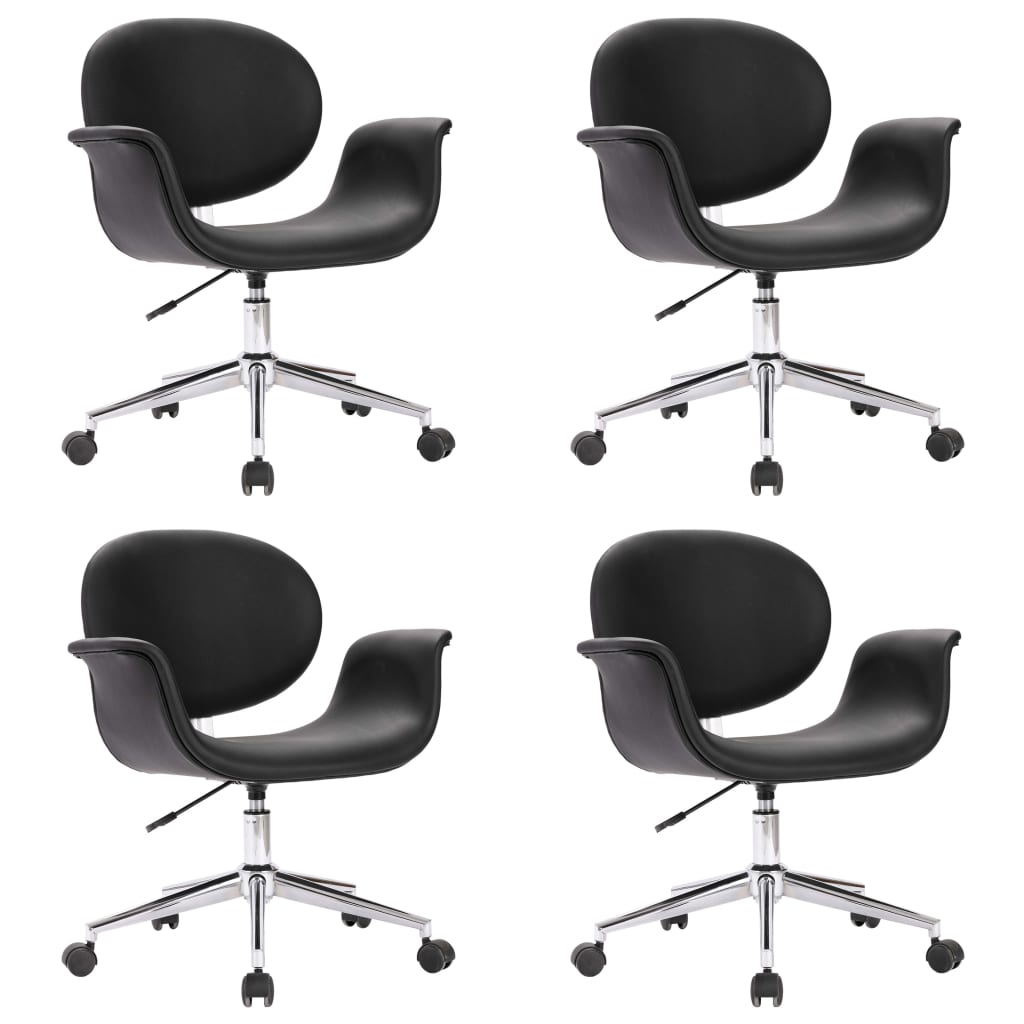 Drejelige spisebordsstole 4 stk. kunstlæder sort - number 2.