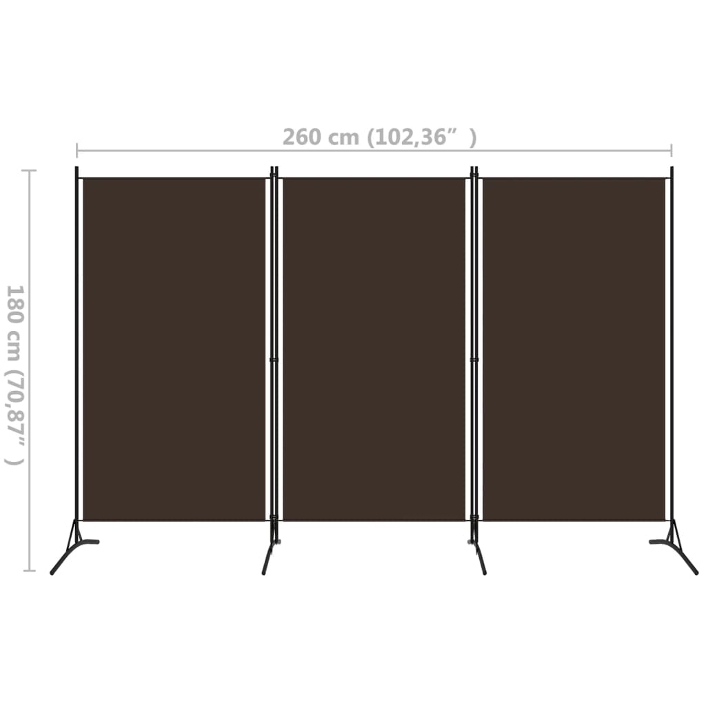 3-panels rumdeler 260 x 180 cm brun - number 5.