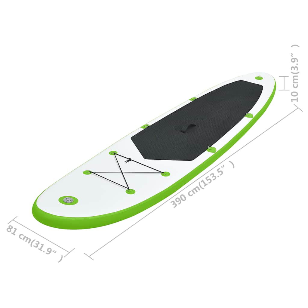 Oppusteligt paddleboard og hvid - grøn, 390 x 81 x 10 cm - number 9.