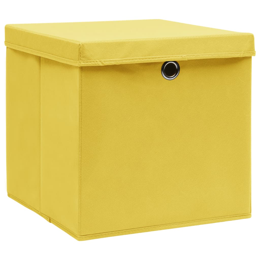 Storage boxes with lid pcs. 28x28x28 cm yellow - yellow with lid, 4, 1 - number 2.