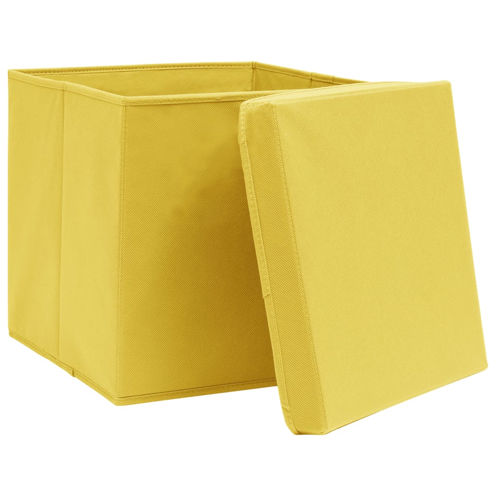 Storage boxes with lid pcs. 28x28x28 cm yellow - yellow with lid, 4, 1 - number 3.