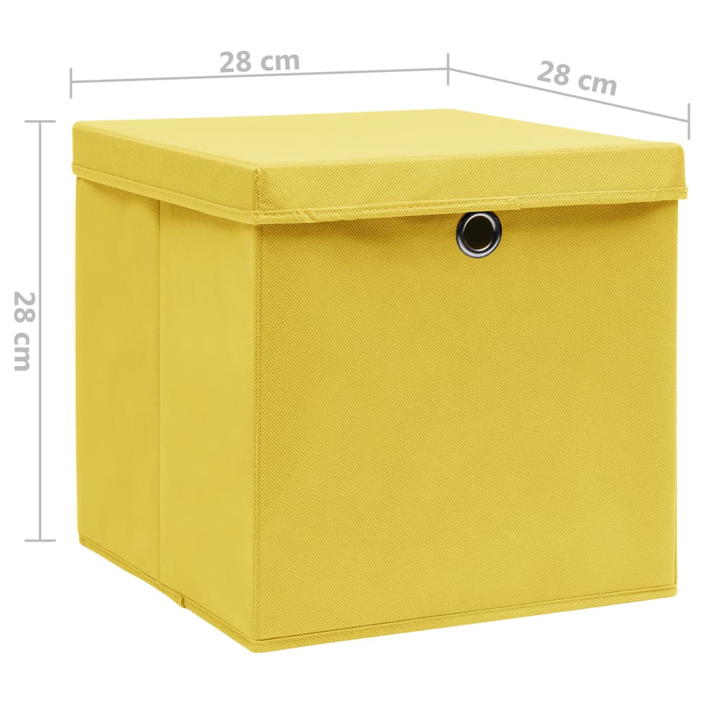 Storage boxes with lid pcs. 28x28x28 cm yellow - yellow with lid, 4, 1 - number 6.