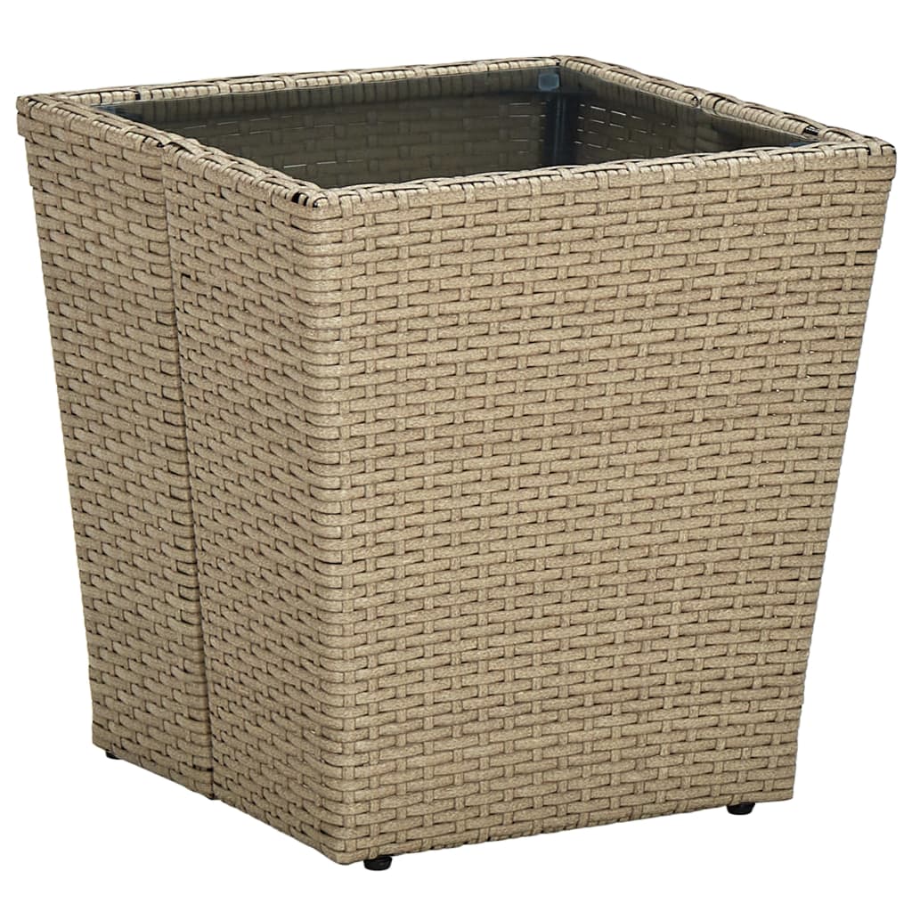 Tavolo da tè 41,5x41,5x44 cm polyrattan e indurito - beige, 1, vetro - number 1.
