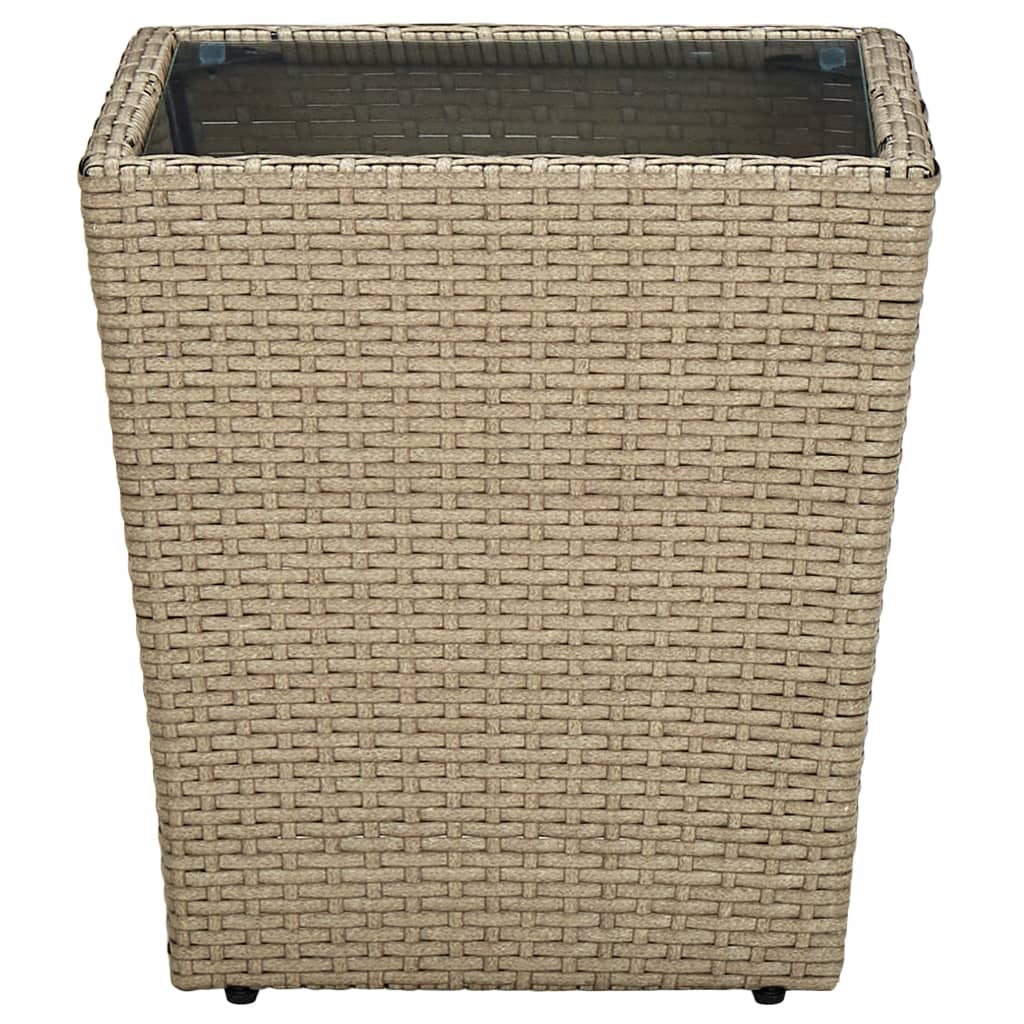 Tavolo da tè 41,5x41,5x44 cm polyrattan e indurito - beige, 1, vetro - number 2.