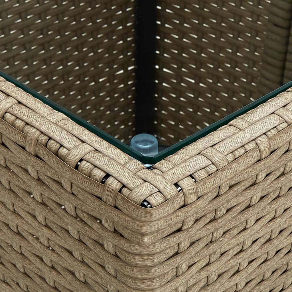 Tavolo da tè 41,5x41,5x44 cm polyrattan e indurito - beige, 1, vetro - number 4.