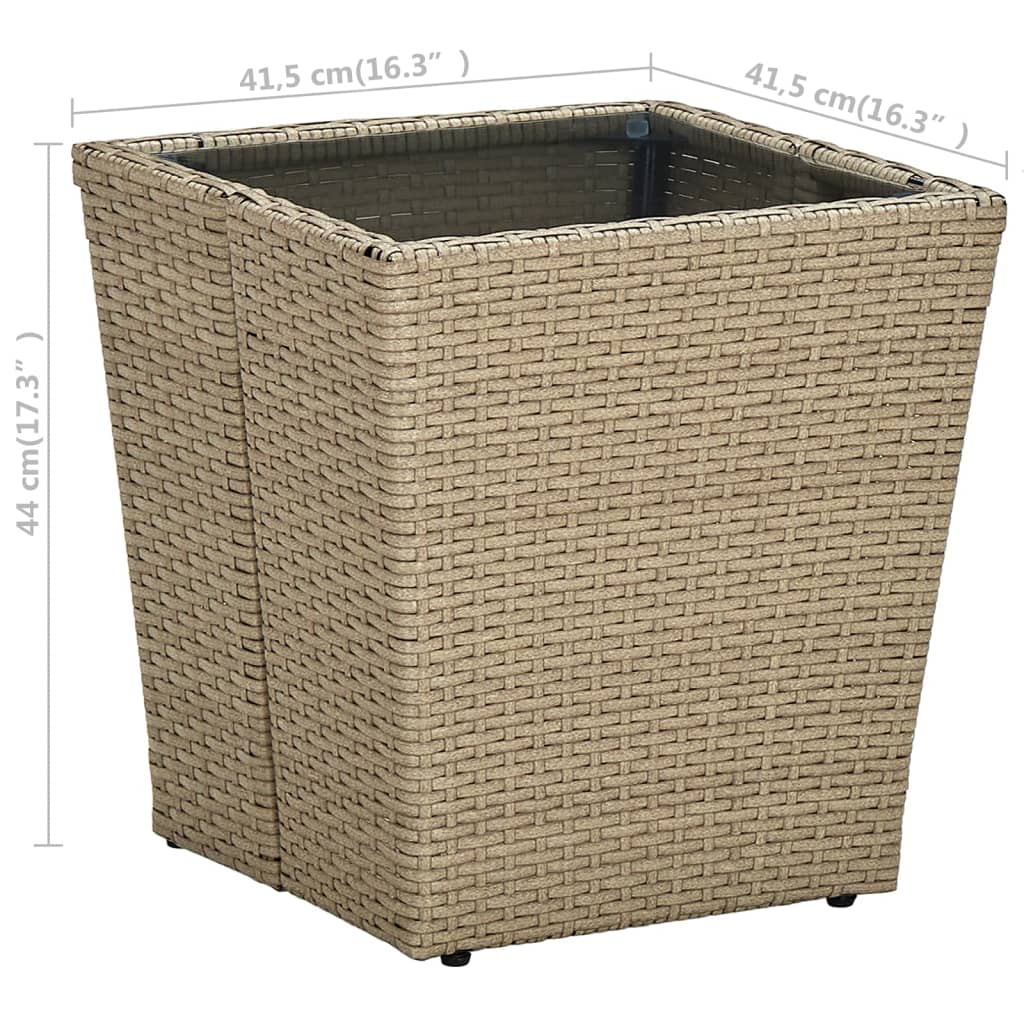 Tavolo da tè 41,5x41,5x44 cm polyrattan e indurito - beige, 1, vetro - number 5.